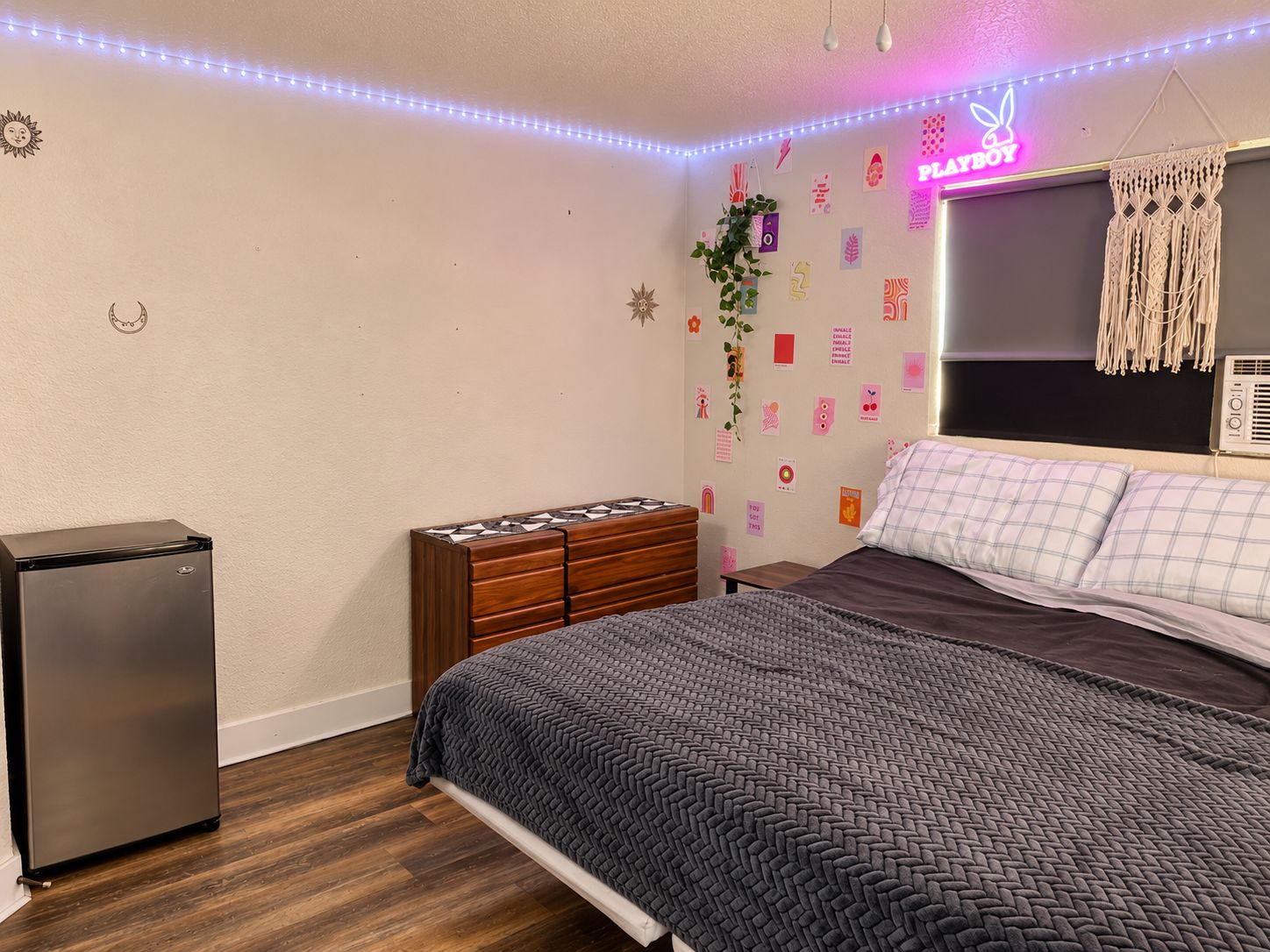 Bedroom with neon accents